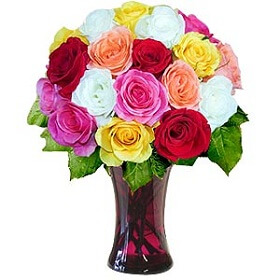 16 Mixed roses in vase