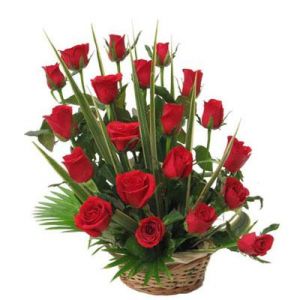 20 Red Roses with Basket