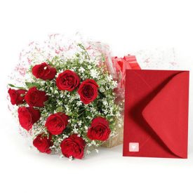 12 Red Roses with Greeti...